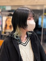 ブラウン(Brown)&nbsp;ミディアムウルフ×イヤリングカラー