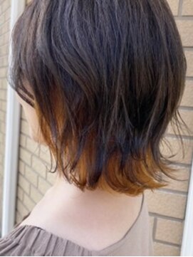 ピックアップ(Pick UP) インナーカラーツヤオレンジ×ボブ