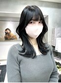 小顔カット 顔周りカット レイヤーカット ダークアッシュ 前髪
