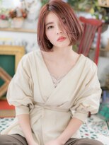 カバーヘアアンドスパ ブリス 浦和(COVER HAIR&SPA bliss)&nbsp;外国人風ショコラピンク前下がりワンレンボブc5浦和20代30代40代