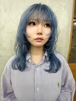 リアン(Lien) 顔まわりレイヤー/デザインカット/スカイブルー
