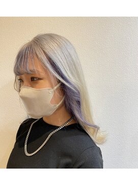 ヘアー カラーズ(HAIR COLORS) ホワイトシルバー×パープルフェイスフレーミング