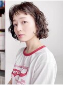 ニュアンスパーマ/ミニボブ/ニュアンスパーマ/オン眉