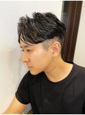 かき上げヘア七三オールバックツーブロックパーマt112