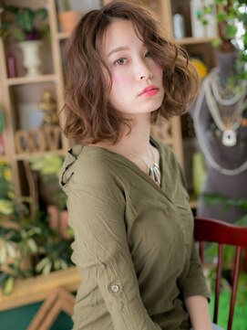 カバーヘア イヴ 戸頭店(COVER HAIR EVE) かきあげ前髪小顔前下がりくせ毛風大人ボブc6戸頭20代30代40代