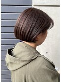 大人ボブ×オリーブベージュ(白髪ぼかし)