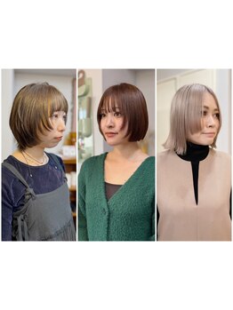 毛流れを計算した小顔が叶う顔周り＆前髪カット◎スッキリ見える顎ライン～顎上のボブスタイルも人気！