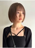 ダブルカラーナチュラルボブ前髪ありミディアムレイヤーボブ