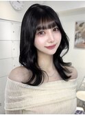 C46ミディアム韓国レイヤーくびれ巻き透明間ブルーブラック