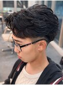 奈良men's短めフェザーパーマフェザーショート