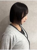 キレイめサイドバング×切りっぱなしボブ