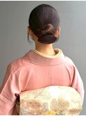 着物ヘア 和装アレンジ ヘアセット お団子 シニヨン タイト