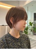 大人ラフウェーブ外ハネボブダークブラウンスウィングショート