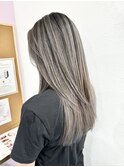 アッシュグレー【バレイヤージュ、ロング】