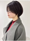 丸みショート/センターパート/前髪無し