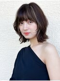 顔周りレイヤー/レイヤーカット/ミディアム/くびれヘア
