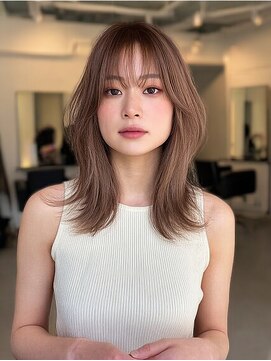 ダル 渋谷/表参道(DAL.) 顔周りカットハッシュカットダークブラウンワンホンレイヤー韓国