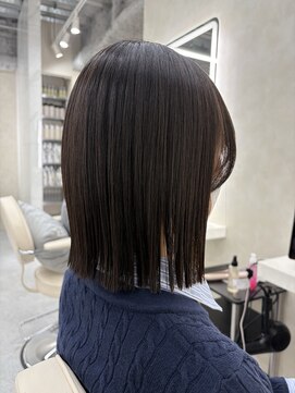 サンドレオ 新宿店(sand Leo) 顔周りカット/縮毛矯正/ダークブラウン/コーラルピンク