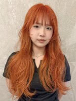 トップヘアーテラス(TOPHAIR TERRACE) 知立ビビッドオレンジ暖色顔まわりレイヤーロングウルフ20代30代