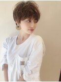 大人かわいい/丸みショート/ココアブラウン