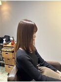 ピンクベージュ×レトロガーリー×小顔ツヤ髪ミディアム