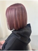 20代30代40代イメチェン美髪ピンクアッシュ顎ラインボブシアー