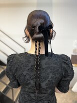 ヘアセットリボンヘアアレンジ被らないヘア結婚式◎二次会