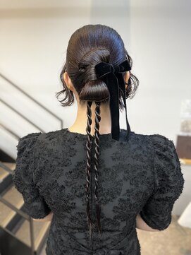 ヌープヘアーアイス(NUUP.hair ici) ヘアセットリボンヘアアレンジ被らないヘア結婚式◎二次会