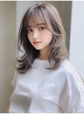 ☆オリーブグレーココアベージュ小顔クラゲヘアー/黒髪/髪質改善