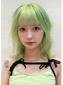 ライトグリーンダブルカラーインナーカラーケアブリーチ