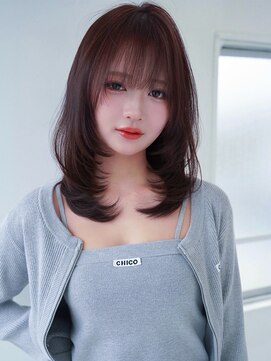 アンジェリカ 京都駅前店(ANGELICA JR) ANGELICA 顔まわりレイヤー 内巻き カシスブラウン