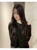 韓国前髪顔周りロング×レイヤーグレージュ[堀江/髪質改善]