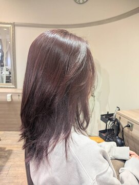 ヘアーズファイン(hair's fine) 冬◎ブリーチなし韓国風レイヤー×暖色チェリーレッド