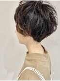 マッシュショート/やわらかパーマ／チャコールグレイ