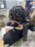 編み込みツインお団子