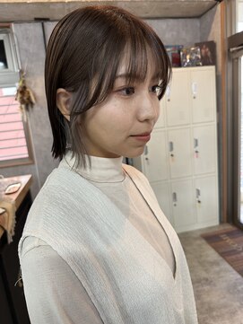 シールドヘアー 沖縄 新都心(C'LD Hair) 【 C’LD 】イヤリングカラー/切りっぱなしボブ/小顔ボブ/ボブ