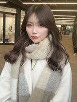 バイオレット 表参道店(Violet) シースルーバングミルクティーベージュ韓国ウェーブ巻き