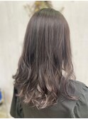 バウンシーカールペールパープルシースルーバングウェーブ