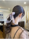 ローポニーテール　リボン