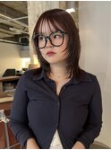 暖色系カラー ワインレッド ブリーチなしカラー 髪質改善