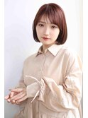 ナチュラルボブくびれヘアアプリコットオレンジ20代30代40代50代