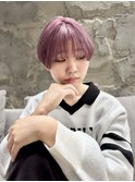 ハイトーンピンク×マッシュショート