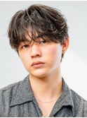 シースルーラウンドマッシュフェザーパーマ韓国マッシュウルフ