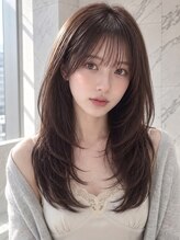 ユーフォリア 銀座(Euphoria)&nbsp;ミルクベージュツーウェイバングミディアムレイヤーカット暗髪