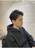 波巻き束感ショートツーブロックマッシュアップバングコンマヘア