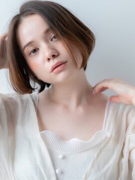 ネウィ 八王子(newi) ワンレンボブ前下がりショート内巻きワンカール鎖骨ミディアム