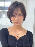 黒髪ボブルフネビージュ小顔ワンレンスペインカール