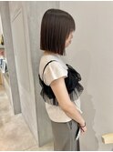 YOKE 切りっぱなしボブ丸くないボブ縮毛矯正オリーブグレージュ