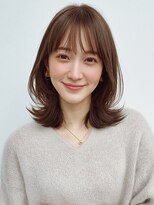 カノエ 福岡香椎店(canoe)&nbsp;顔周りカット くびれヘア ブラウンカラー 前髪カット 20代 艶髪