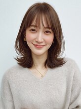 カノエ 福岡香椎店(canoe)&nbsp;顔周りカット くびれヘア ブラウンカラー 前髪カット 20代 艶髪